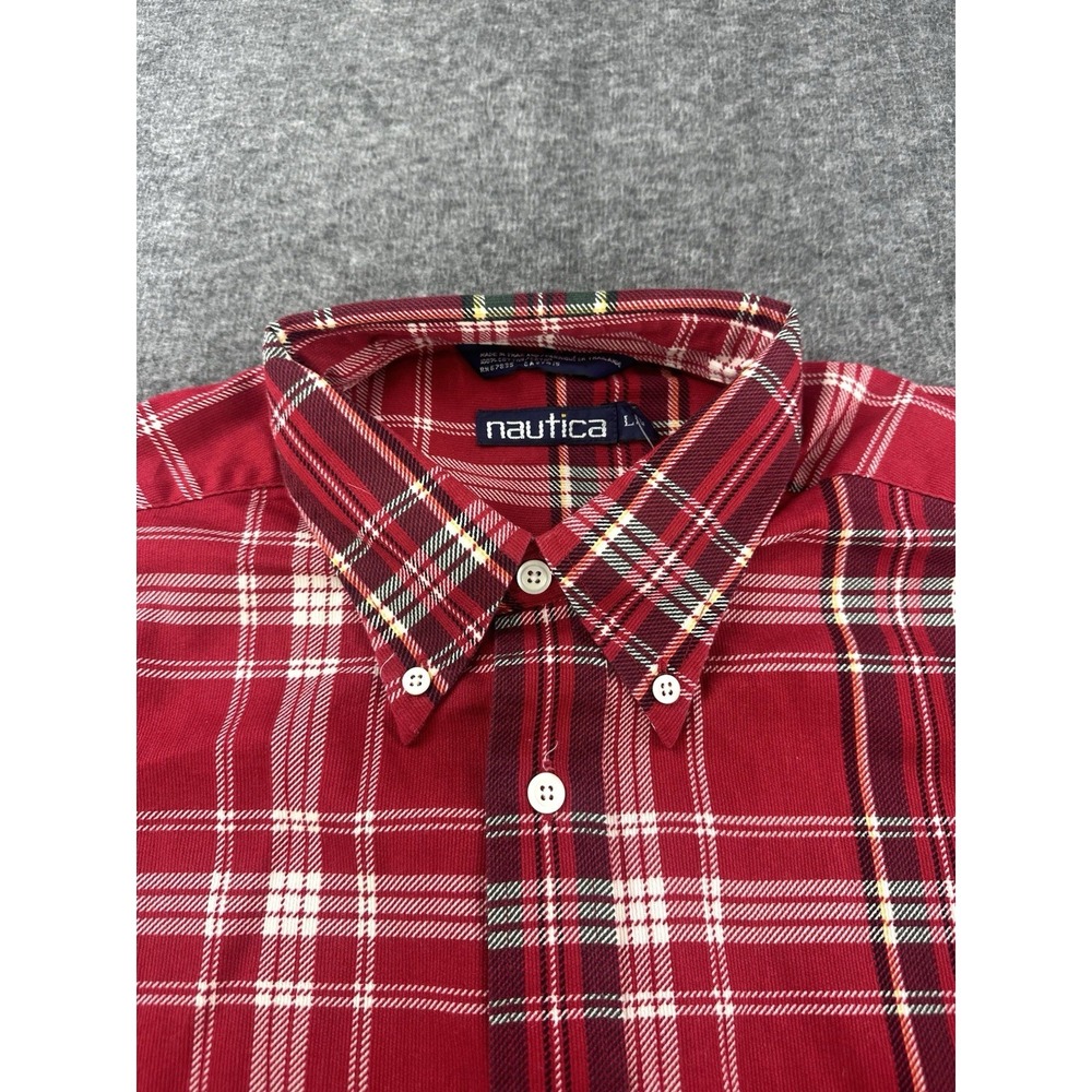 NWT Vintage Y2K Nautica Shirt Mens L Plaid Cottagecore 90s Preppy Long Sleeve - Picture 3 of 9